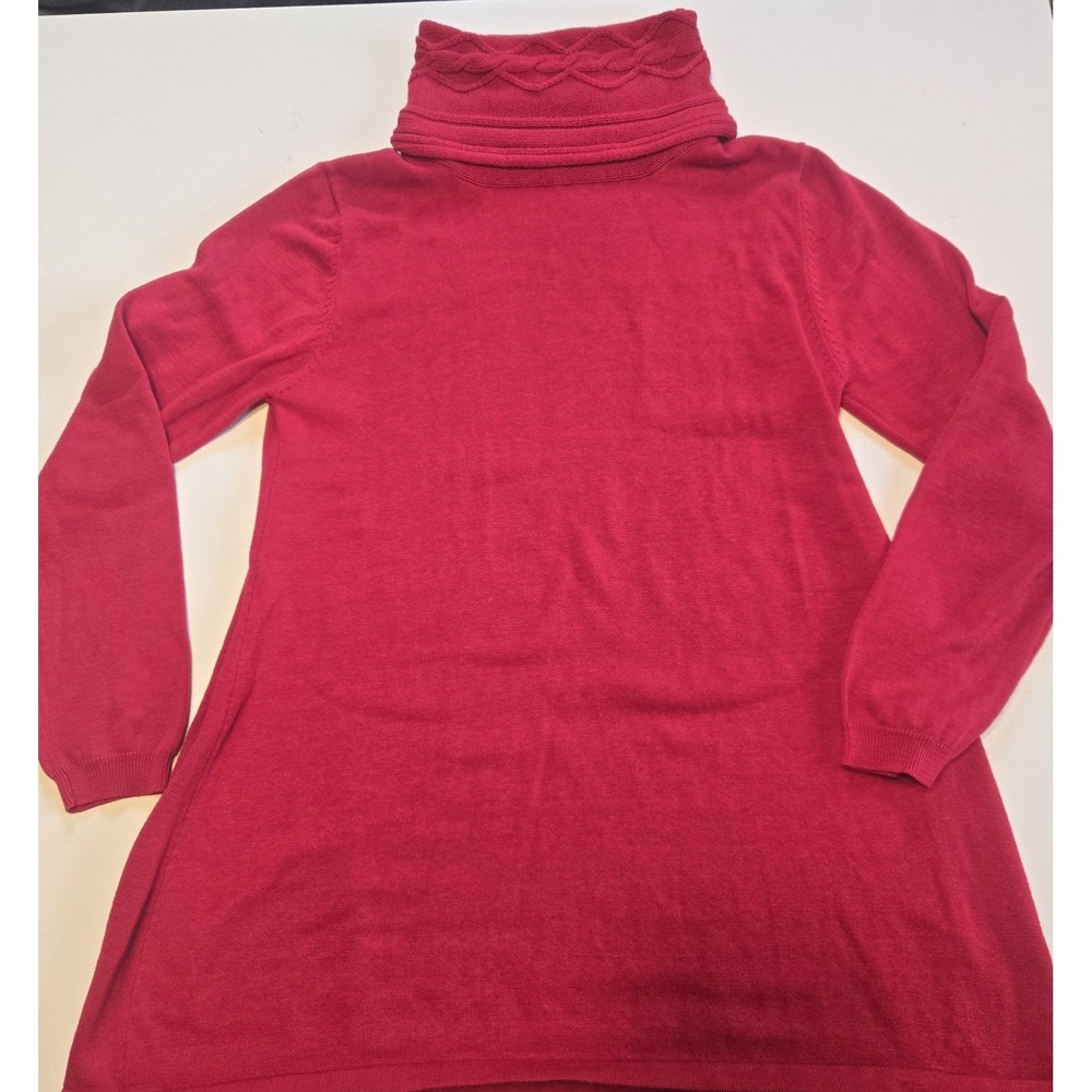 Sahalie Red Turtleneck Cowl Neck Long Knit Sweater Womens Medium
